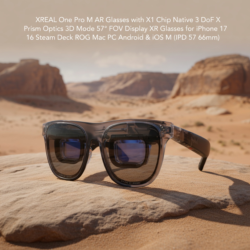 XREAL One Pro M AR Glasses with X1 Chip Native 3 DoF X Prism Optics 3D Mode 57° FOV Display XR Glasses for iPhone 17 16 Steam Deck ROG Mac PC Android & iOS M (IPD 57 66mm)