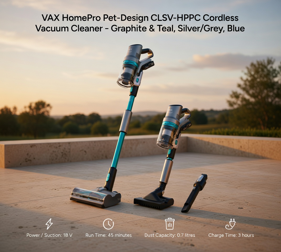 VAX HomePro Pet-Design CLSV-HPPC Cordless Vacuum Cleaner Ð Graphite & Teal, Silver/Grey,Blue